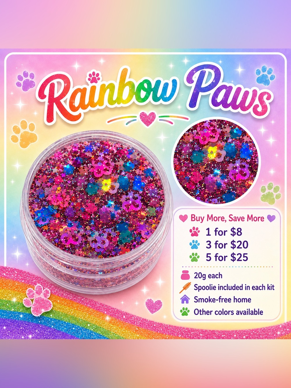 Rainbow Paw hair Glitter Mix